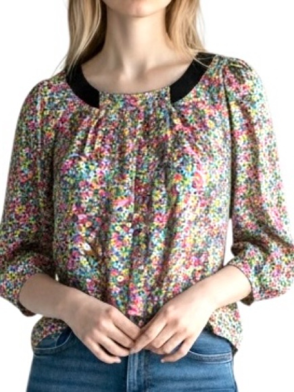 Boden‎ Silk blend Floral Print Blouse 3/4 Sleeve Women's 6 Multicolor Abstract